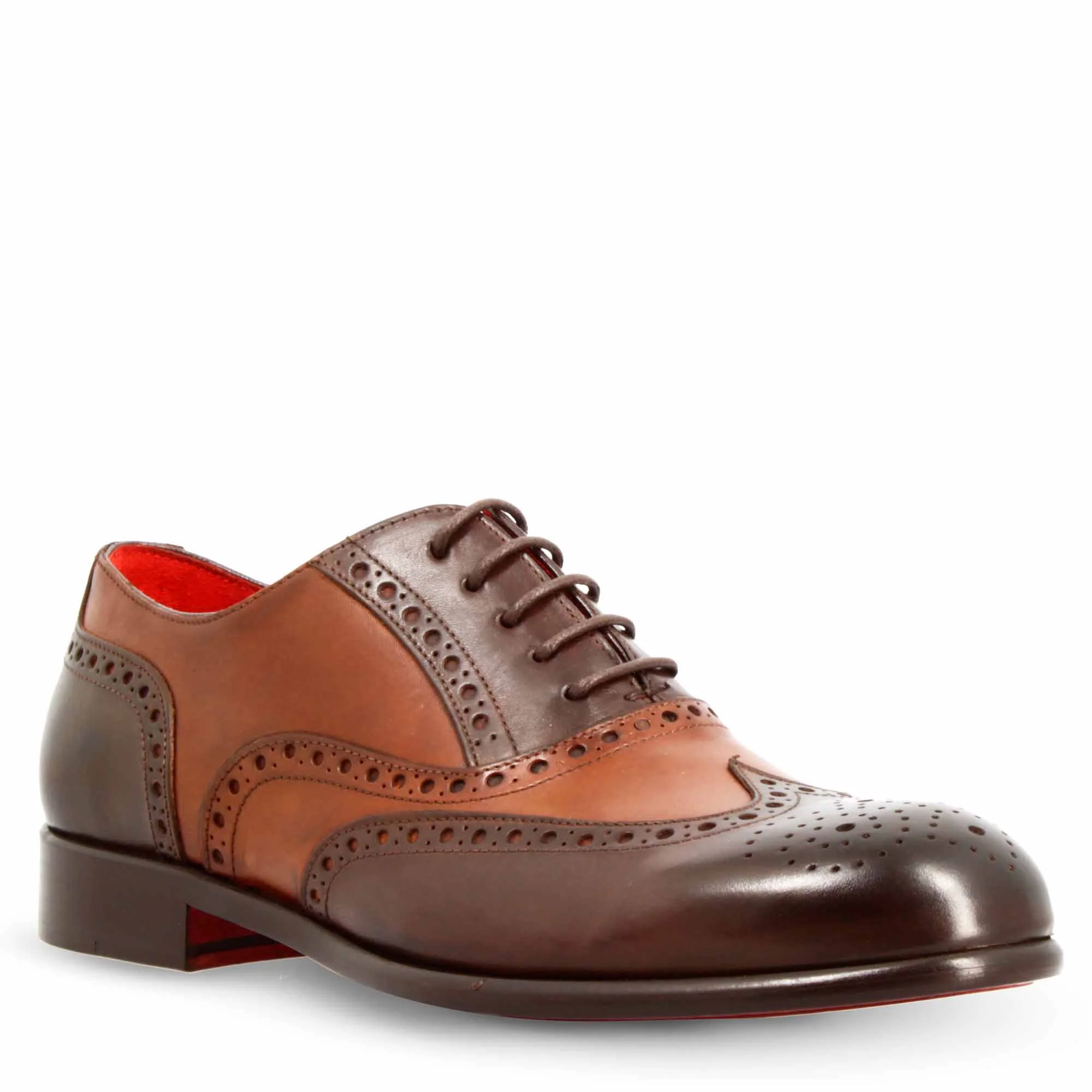 Oxford brogue marrone scuro elegante da uomo in pelle - immagine 2