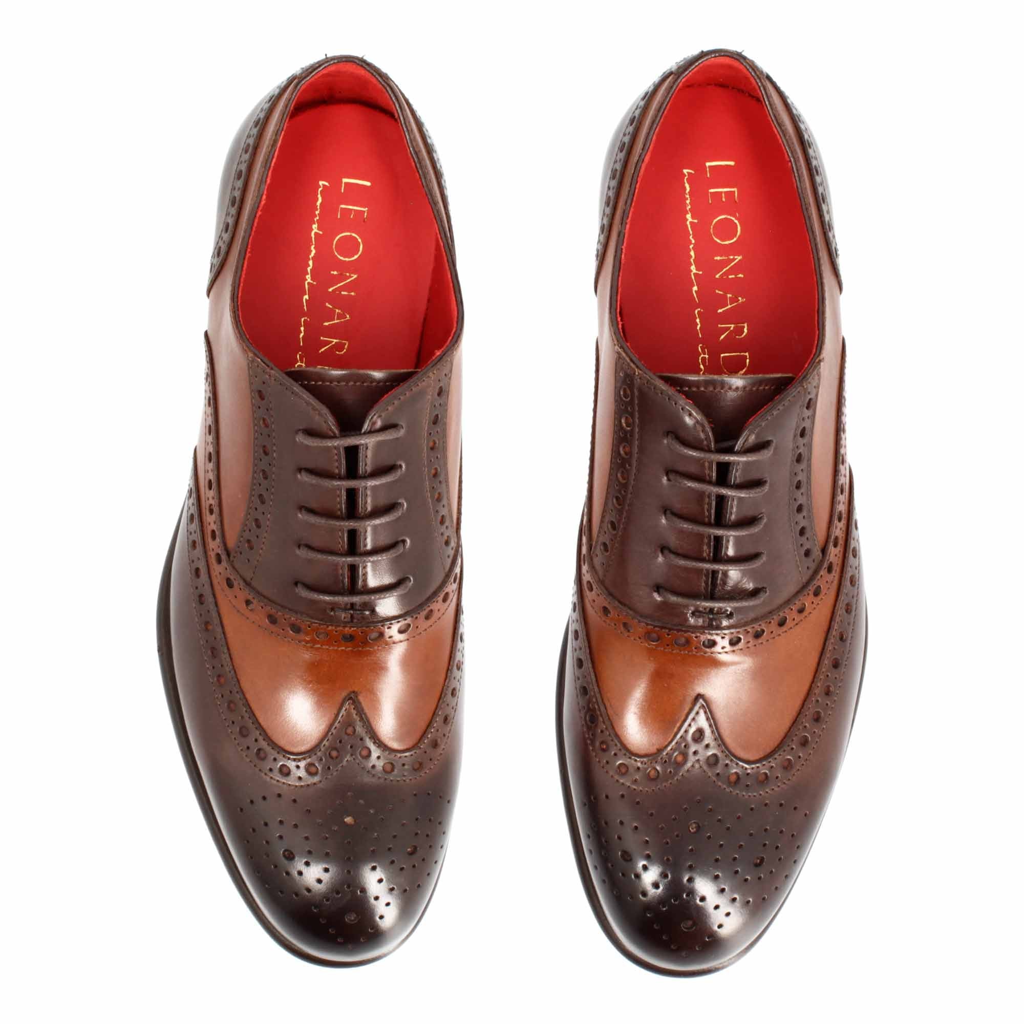 Oxford brogue marrone scuro elegante da uomo in pelle - immagine 3