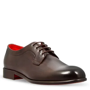 Derby marrone scuro elegante da uomo in pelle liscia