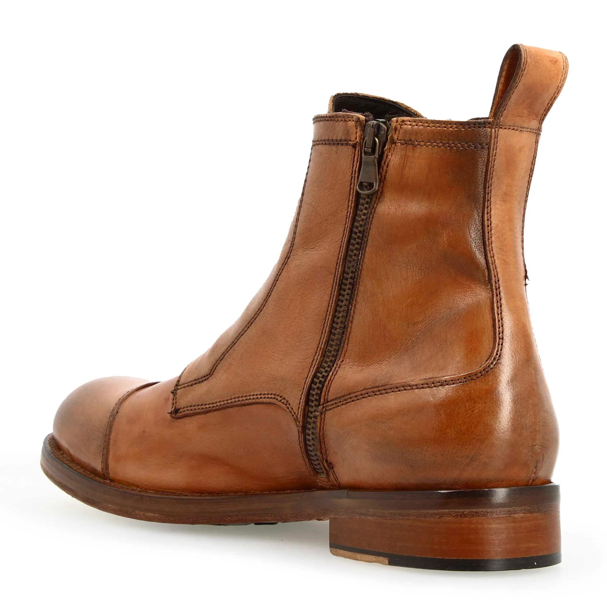 Stivaletto da uomo cap toe fatto a mano in pelle marrone - immagine 6
