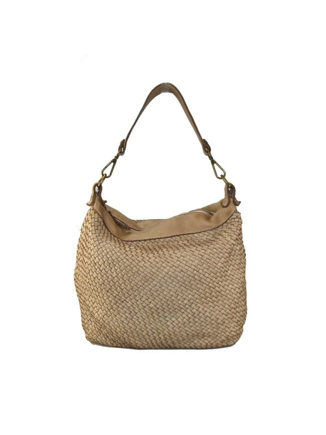 Borsa a spalla in pelle intrecciata - BAAY42846 taupe - immagine 2