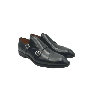 43206 Double Monk Vitello Abrasivato Nero