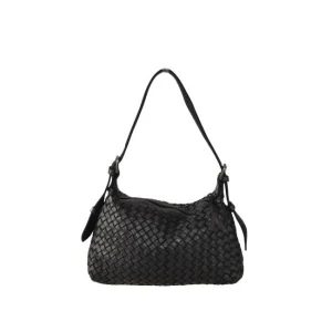 Borsa a spalla in pelle intrecciata - BAJN48853 nero