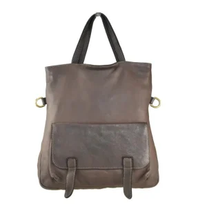 Borsa/zaino in pelle intrecciata - BASZ53 moro