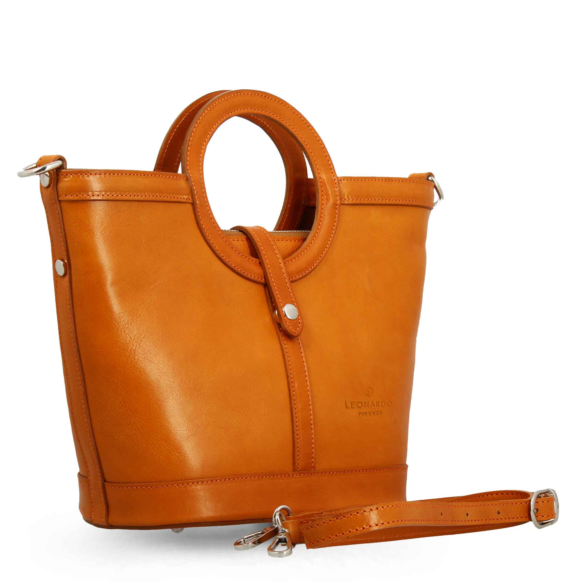 Borsa a mano da donna Afrodite in pelle colore marrone chiaro - immagine 4