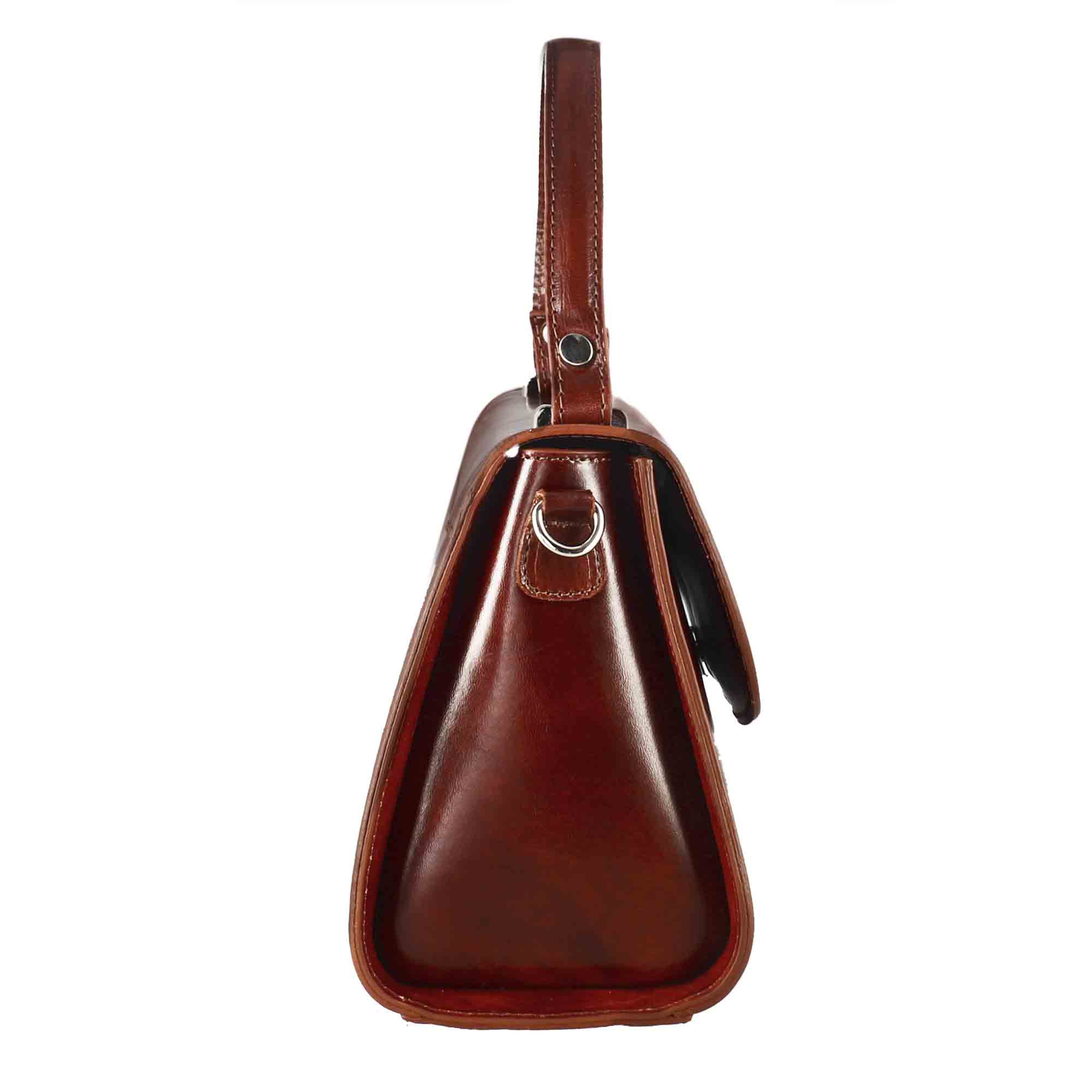 Borsa Lucrezia bauletto da donna classica in pelle liscia colore marrone - immagine 3