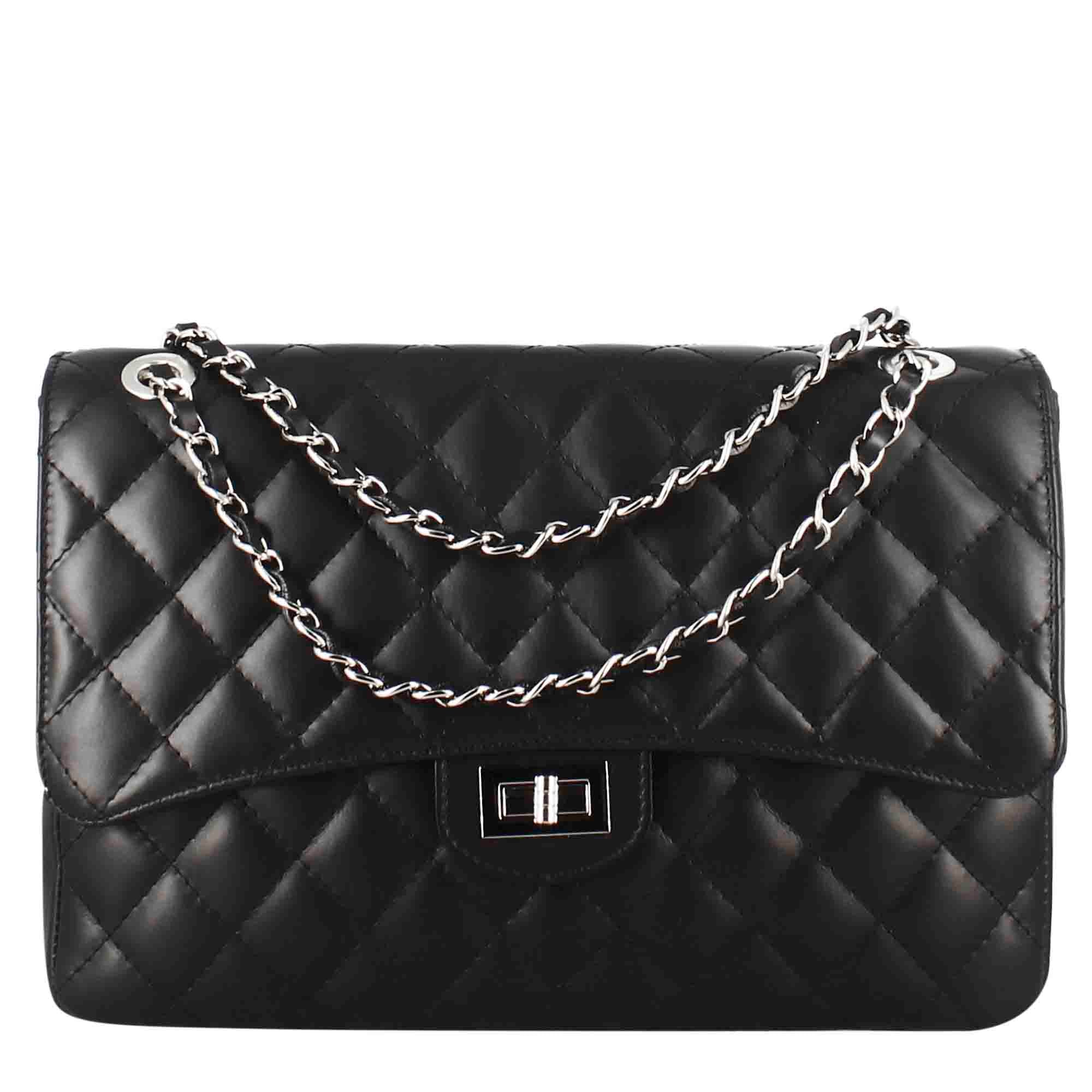 Borsetta Vanity grande a tracolla in pelle trapuntata colore nero - immagine 2