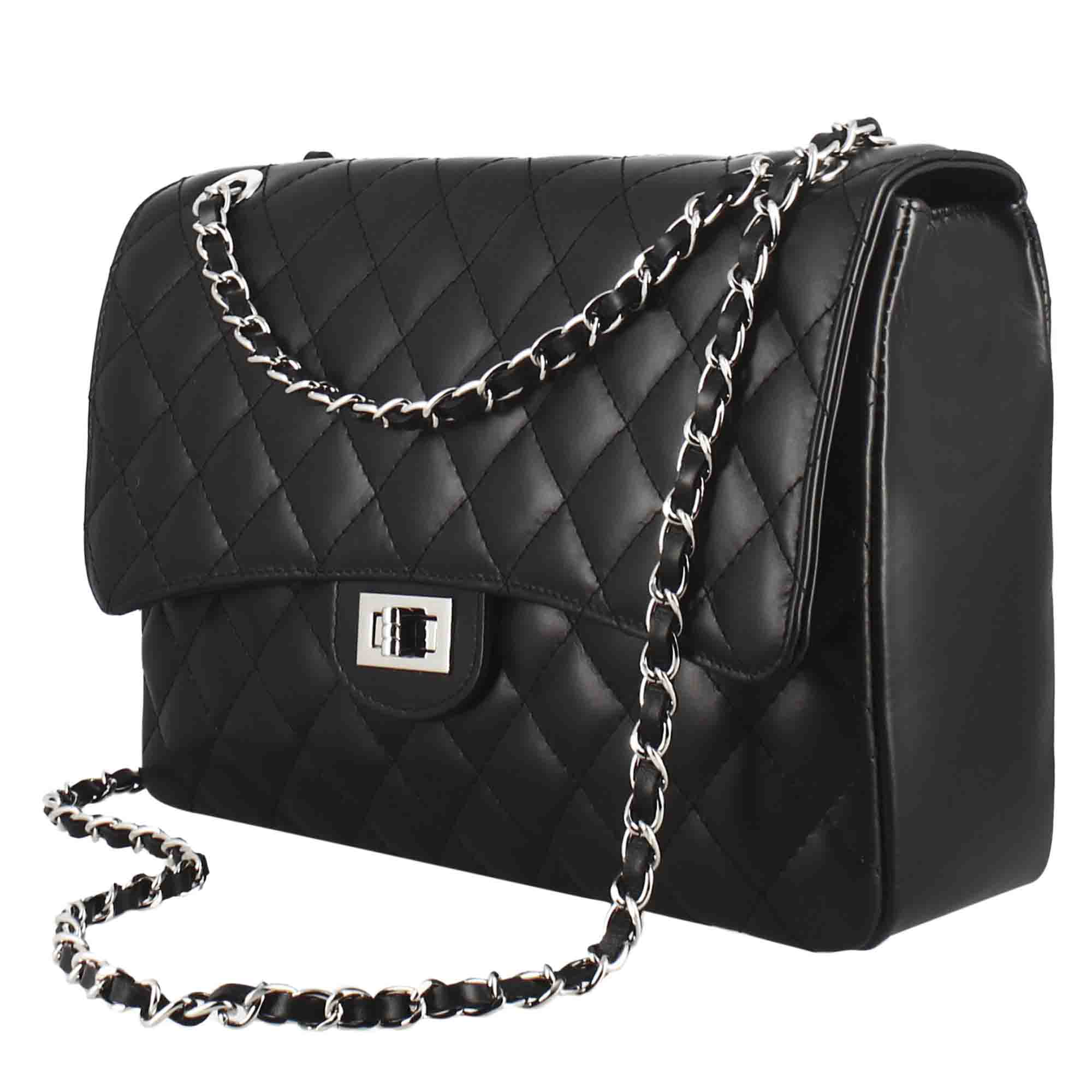Borsetta Vanity grande a tracolla in pelle trapuntata colore nero - immagine 3