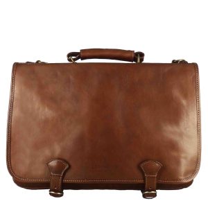 Cartella Professionale da uomo in pelle pieno fiore chiusura pattina con doppia fibbia colore marrone scuro