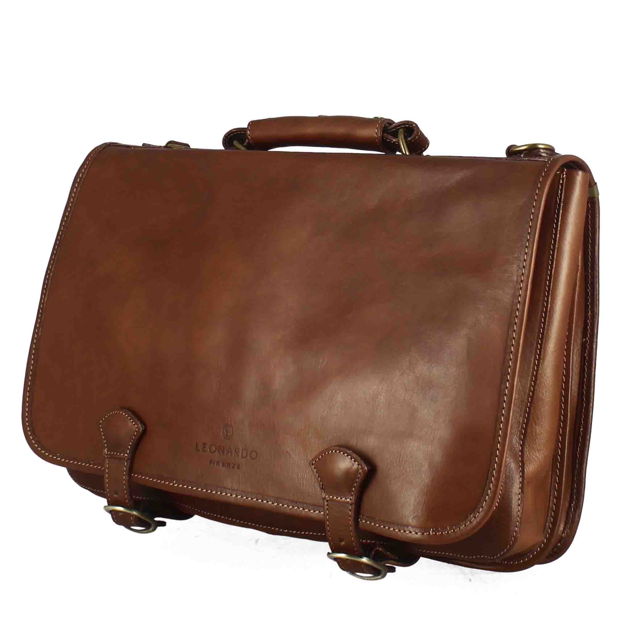 Cartella Professionale da uomo in pelle pieno fiore chiusura pattina con doppia fibbia colore marrone scuro - immagine 3