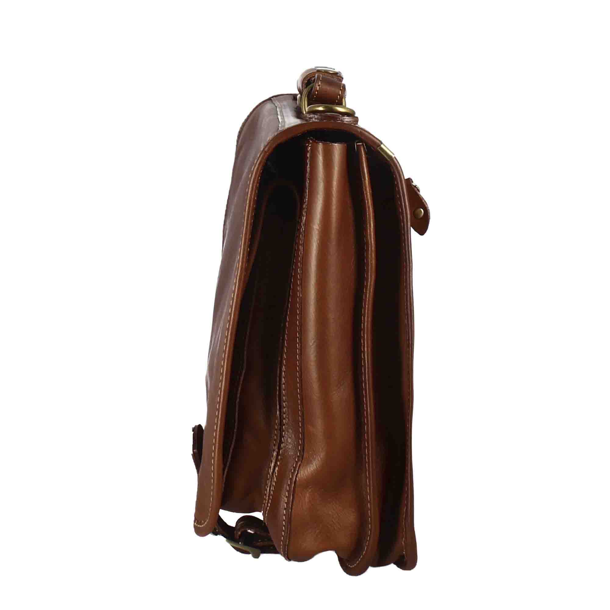 Cartella Professionale da uomo in pelle pieno fiore chiusura pattina con doppia fibbia colore marrone scuro - immagine 4