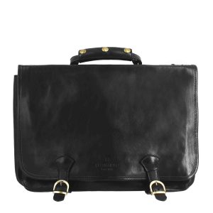 Cartella Professionale da uomo in pelle pieno fiore chiusura pattina con doppia fibbia colore nero