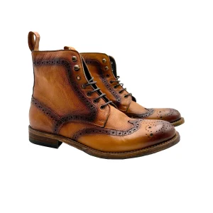 D1712 Stivaletto Full Brogue , Stone Wax Cuoio