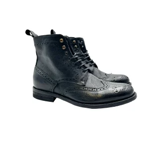 D1712 Stivaletto Full Brogue , Stone Wax Nero