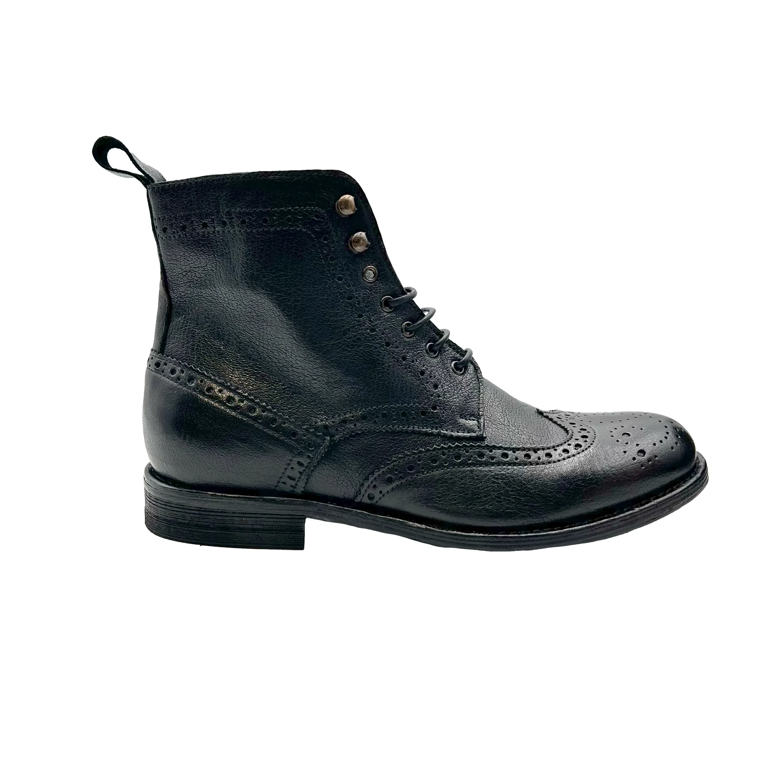 D1712 Stivaletto Full Brogue , Stone Wax Nero - immagine 4