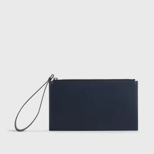 Porta carte di credito in pelle blu