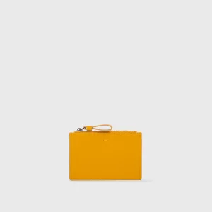 Porta carte e monete in pelle giallo
