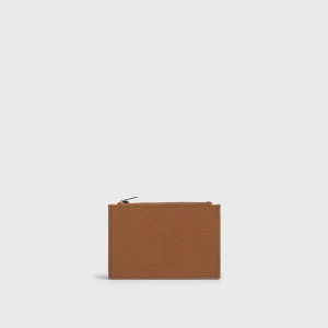 Porta carte e monete in pelle palmellata marrone