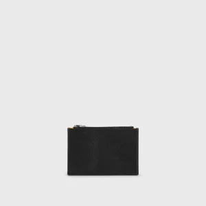 Porta carte e monete in pelle palmellata nero
