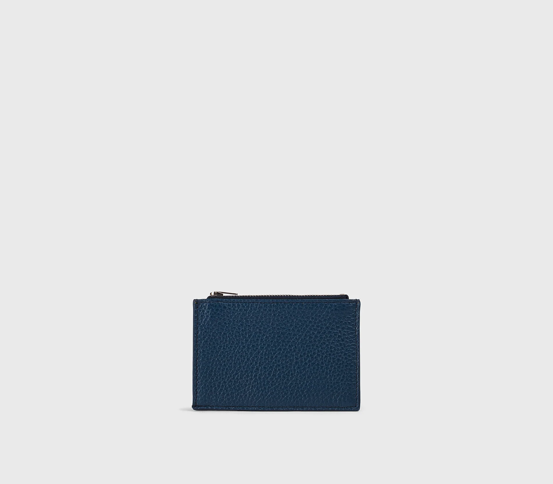 Porta carte con zip in pelle bottalata blu "avio" - immagine 2