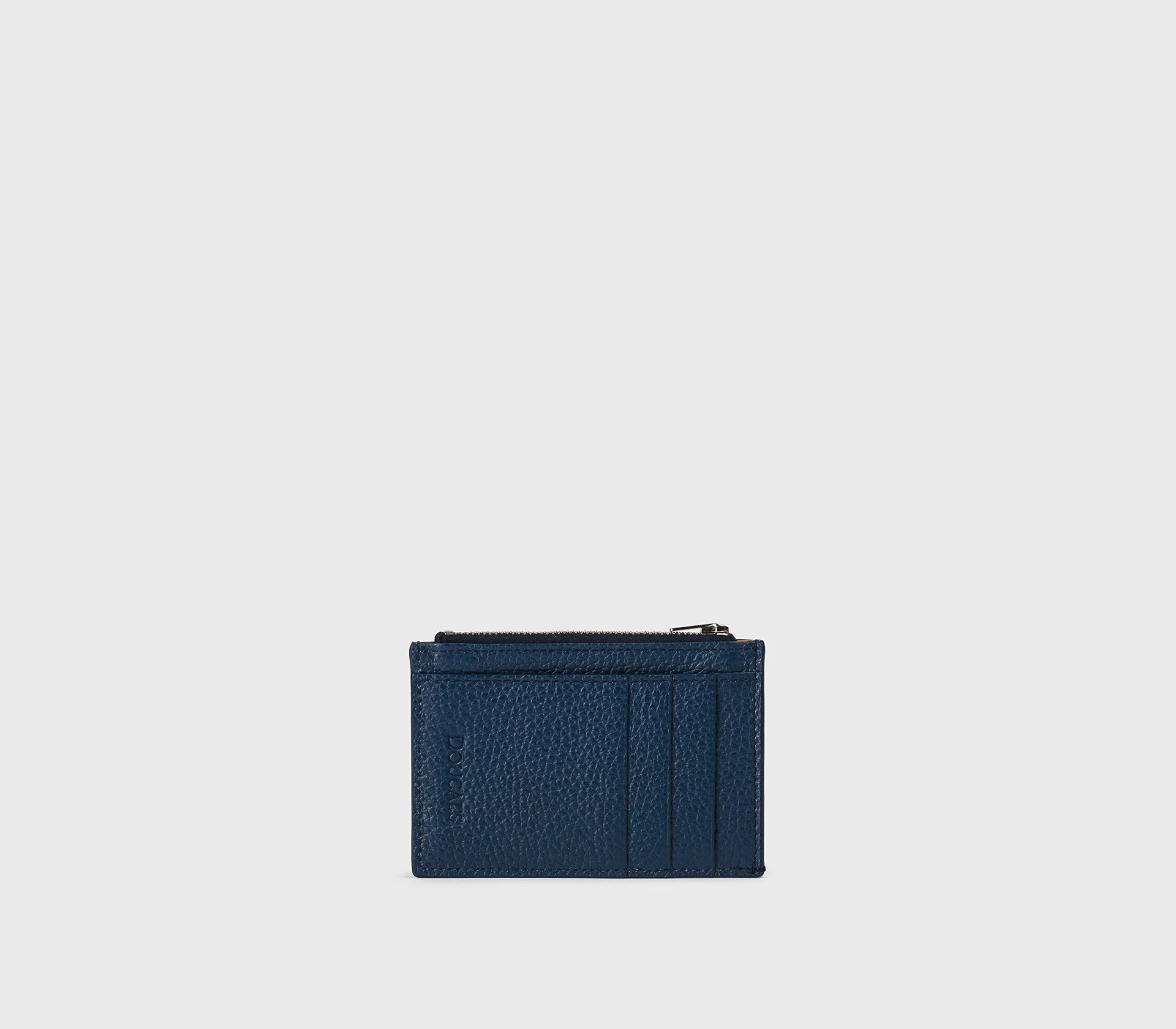 Porta carte con zip in pelle bottalata blu "avio" - immagine 4