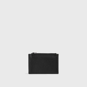 Porta carte con zip in pelle bottalata nero