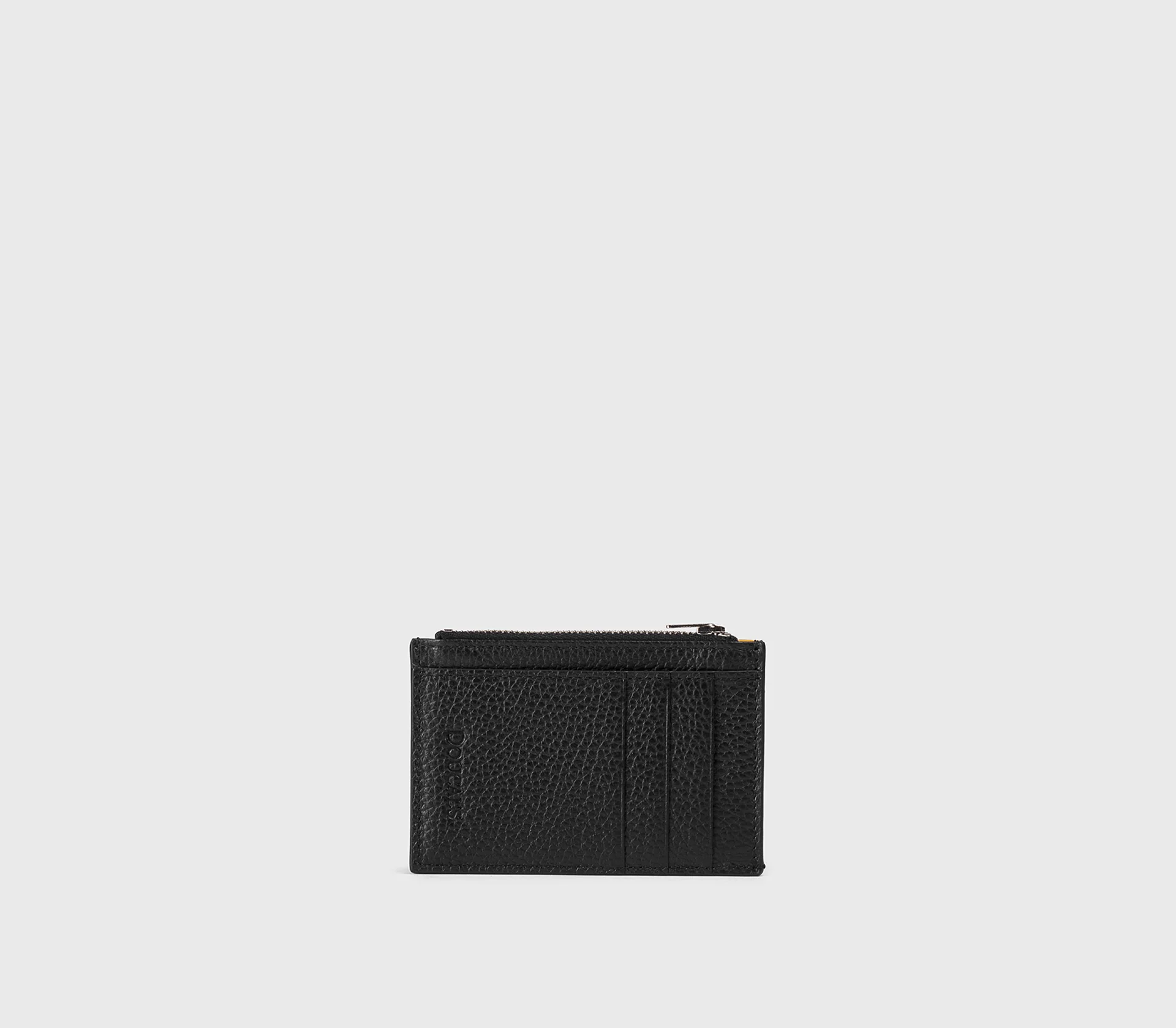Porta carte con zip in pelle bottalata nero - immagine 4