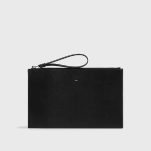 Pochette porta documenti in pelle palmellata nera