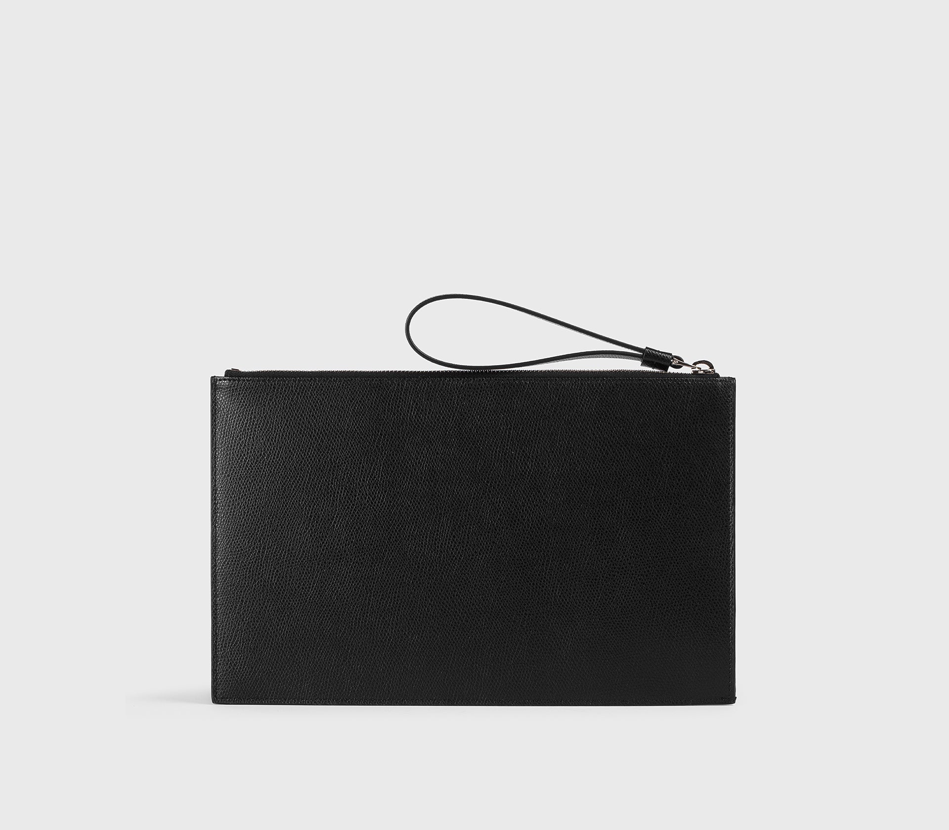 Pochette porta documenti in pelle palmellata nera - immagine 4