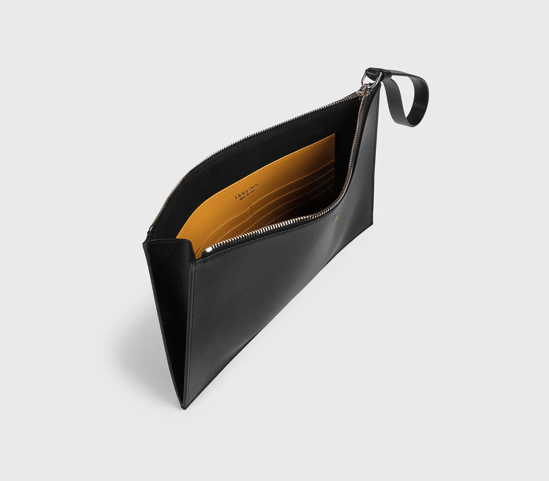 Pochette porta documenti in pelle palmellata nera - immagine 3
