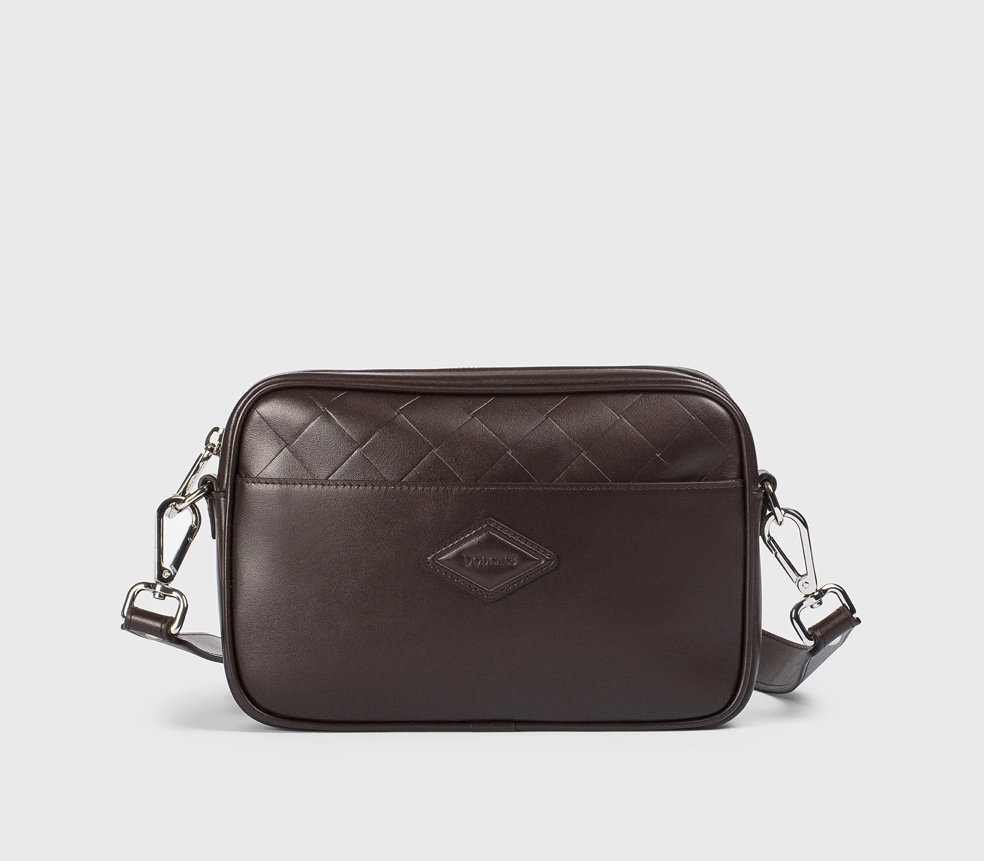 Borsa messenger in pelle con dettaglio matelassé cacao - immagine 2