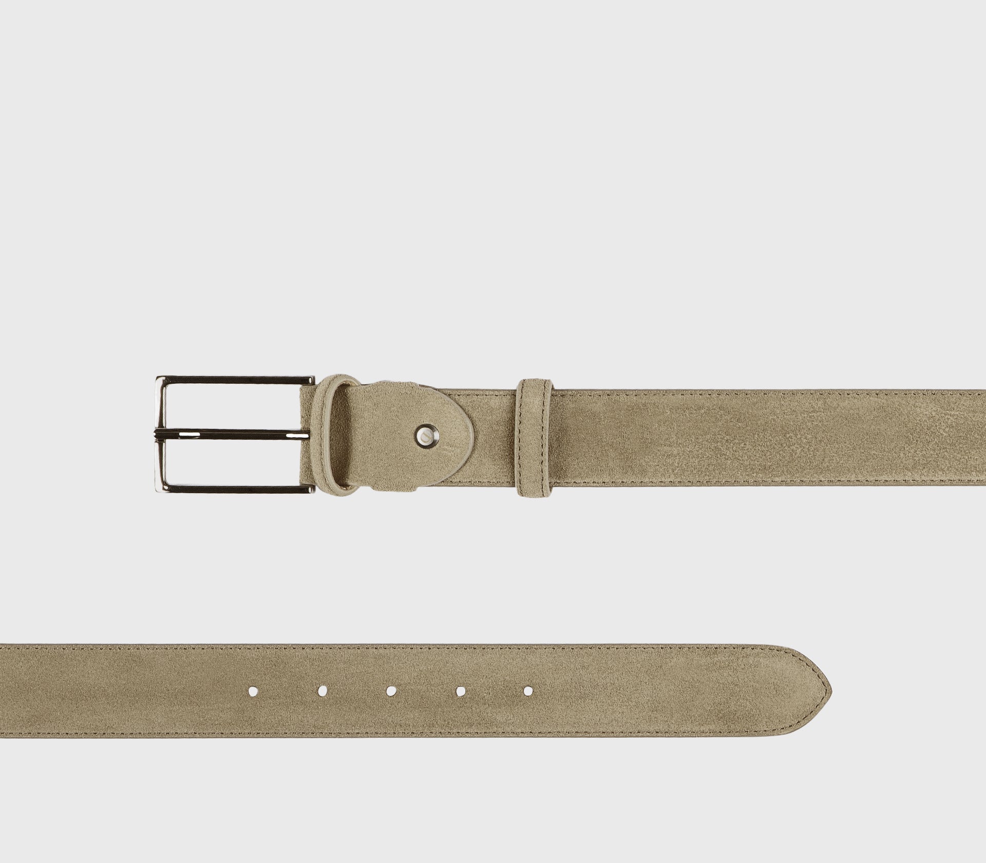 Cintura in suede sabbia con fibbia quadrata - immagine 3