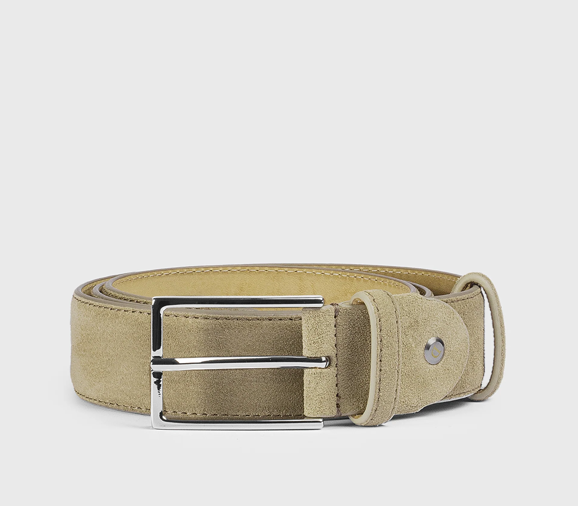 Cintura in suede sabbia con fibbia quadrata - immagine 2