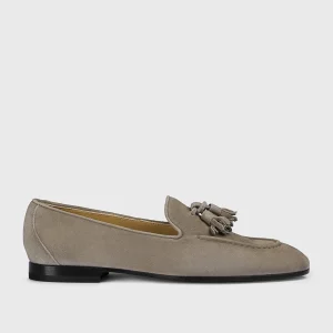 DD8313MEGNUF278NN45 - Mocassino con nappine in suede grigio caldo