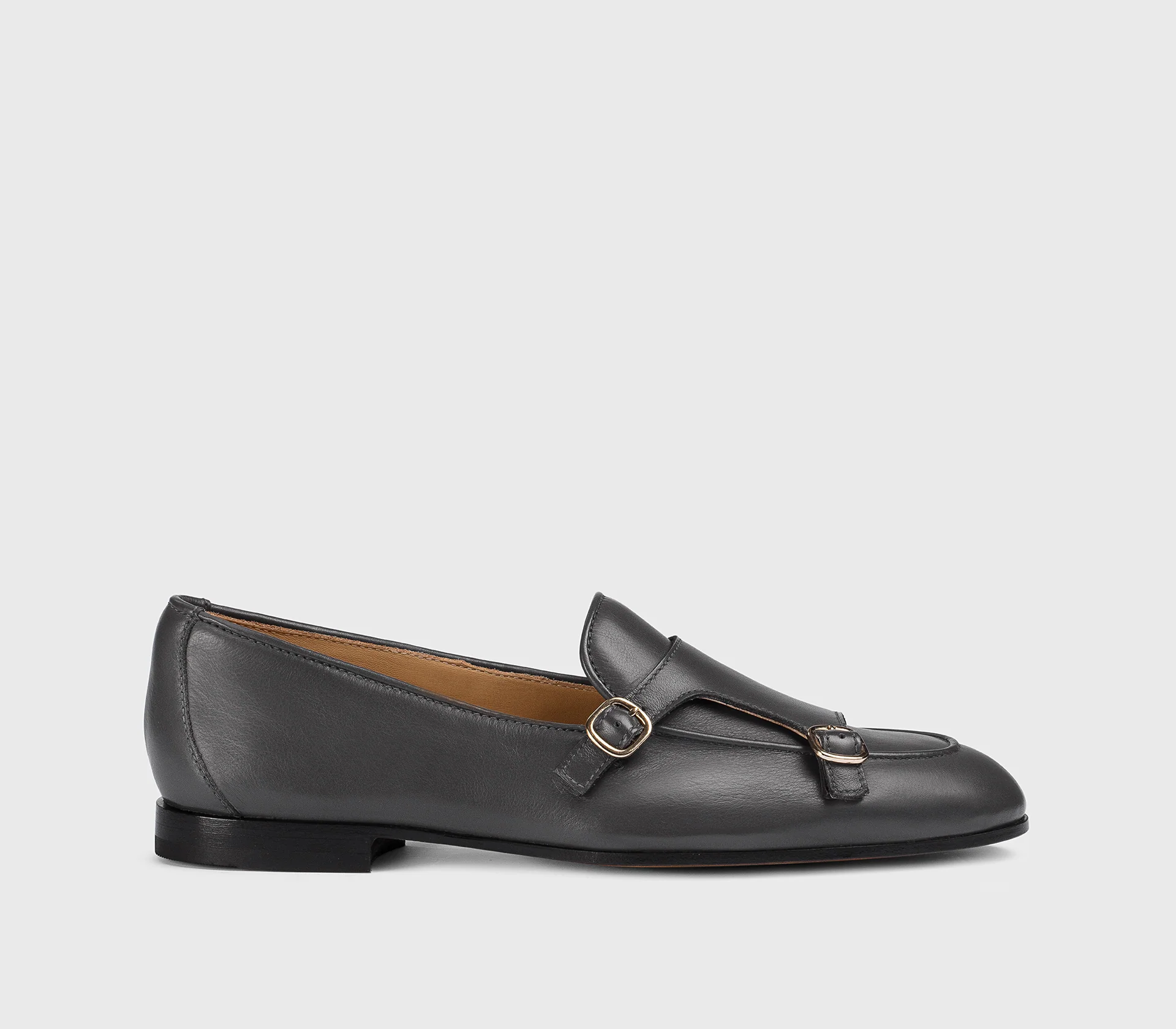 DD8382MEGNUF214NN06 - Mocassino doppia fibbia in pelle grigio scuro