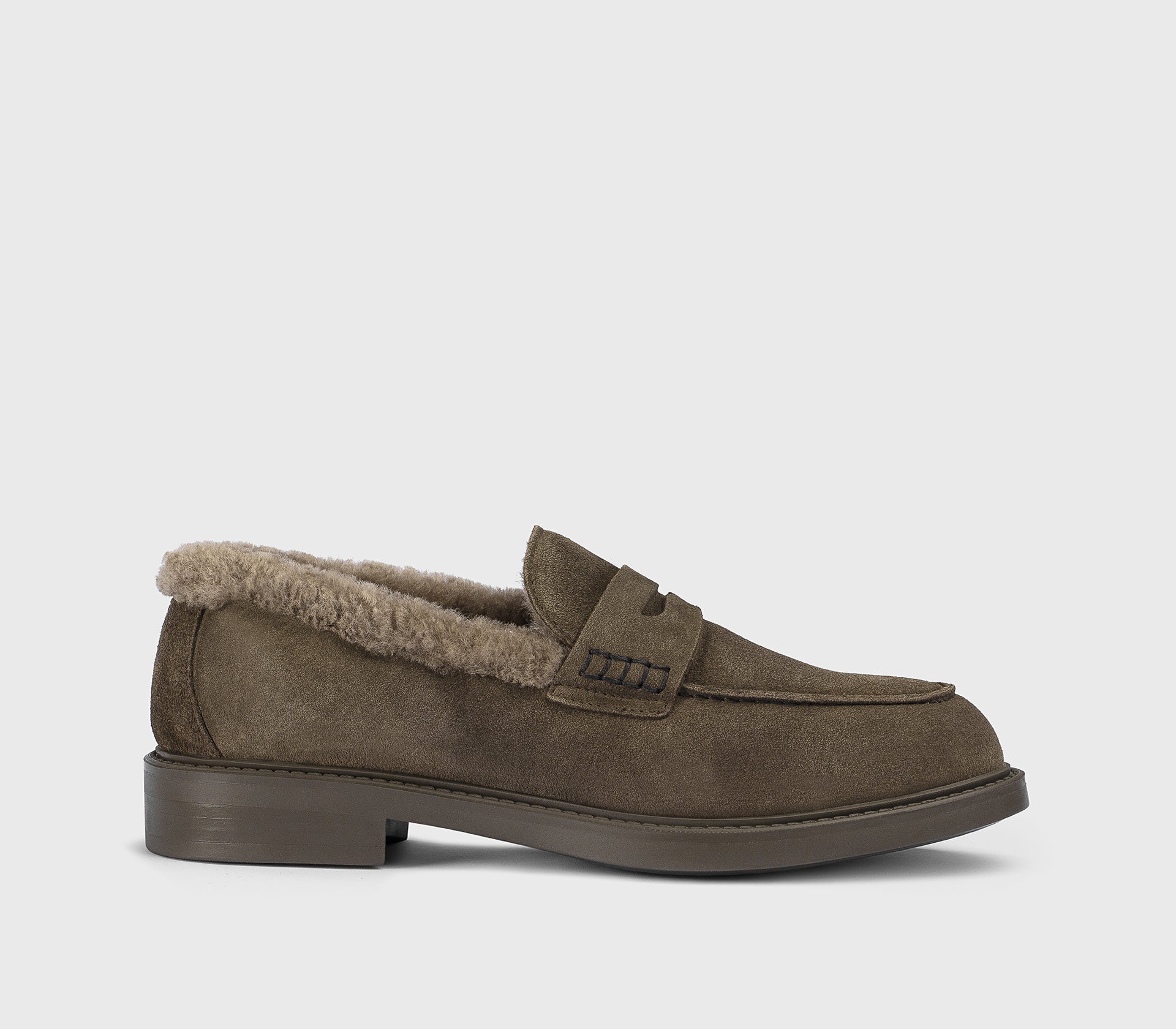 DD8738BRUGUM252OM39 - Mocassino in suede con dettaglio pelliccia espresso - immagine 2