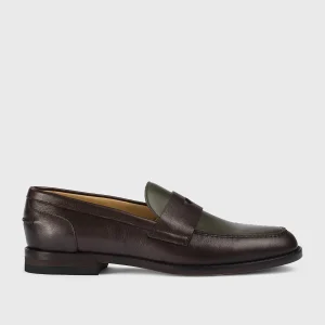 DD8796ALAIPF708TV37 - Mocassino in pelle bicolore testa di moro e verde