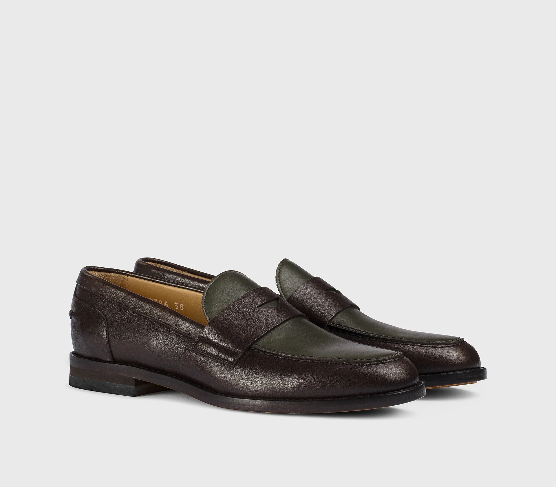 DD8796ALAIPF708TV37 - Mocassino in pelle bicolore testa di moro e verde - immagine 4