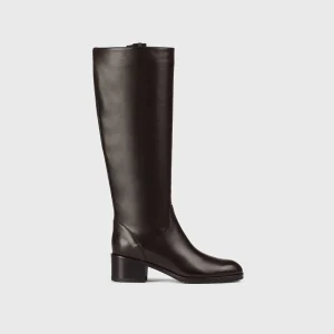 DD8831ROXAUF214TL03 - Stivale con tacco in pelle mogano