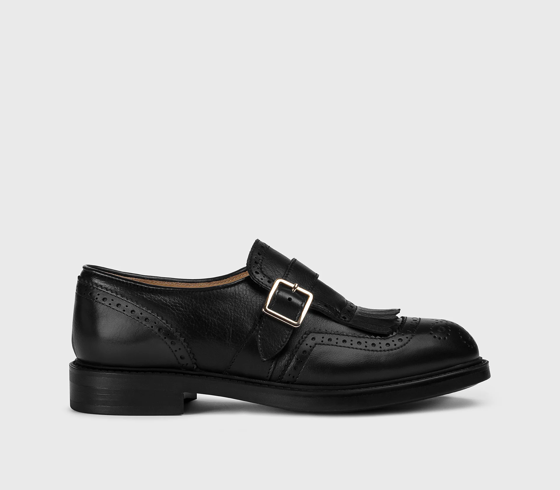 DD8835BRUGUF214NN00 - Mono fibbia con frangia in pelle nera - immagine 2