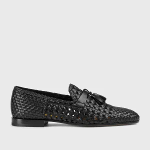 DD8875MEGNUZ280NN00 - Mocassino con nappine in pelle traforata nero