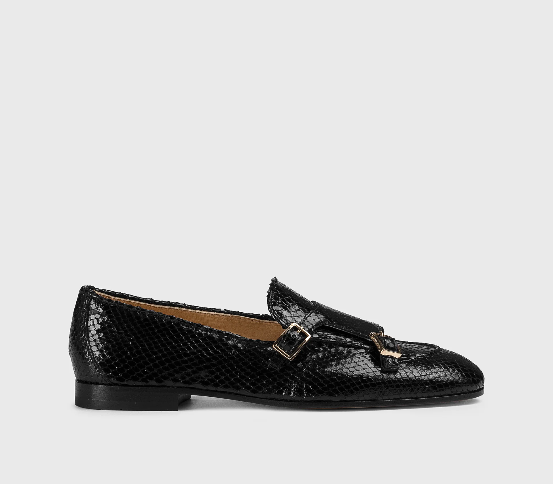 DD8877MEGNUF277NN00 - Mocassino con doppia fibbia in pelle stampa pitone nero - immagine 2