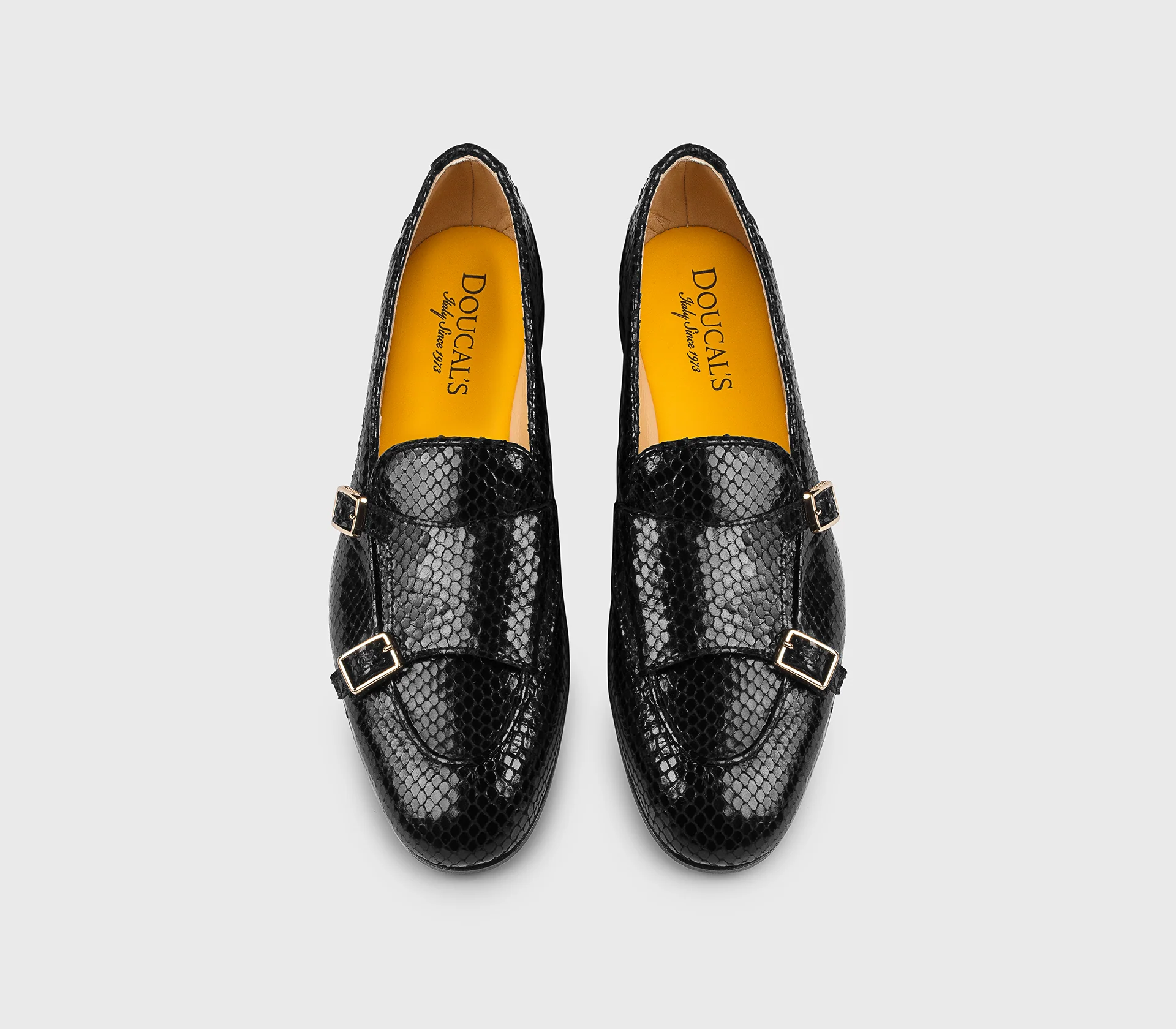 DD8877MEGNUF277NN00 - Mocassino con doppia fibbia in pelle stampa pitone nero - immagine 3