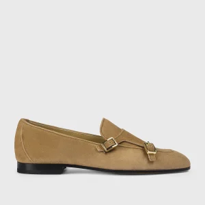 DD8877MEGNUF278NC53 - Mocassino doppia fibbia in suede "teddy" beige