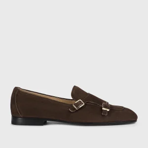 DD8877MEGNUF278NM38 - Mocassino con doppia fibbia in suede marrone "moka"