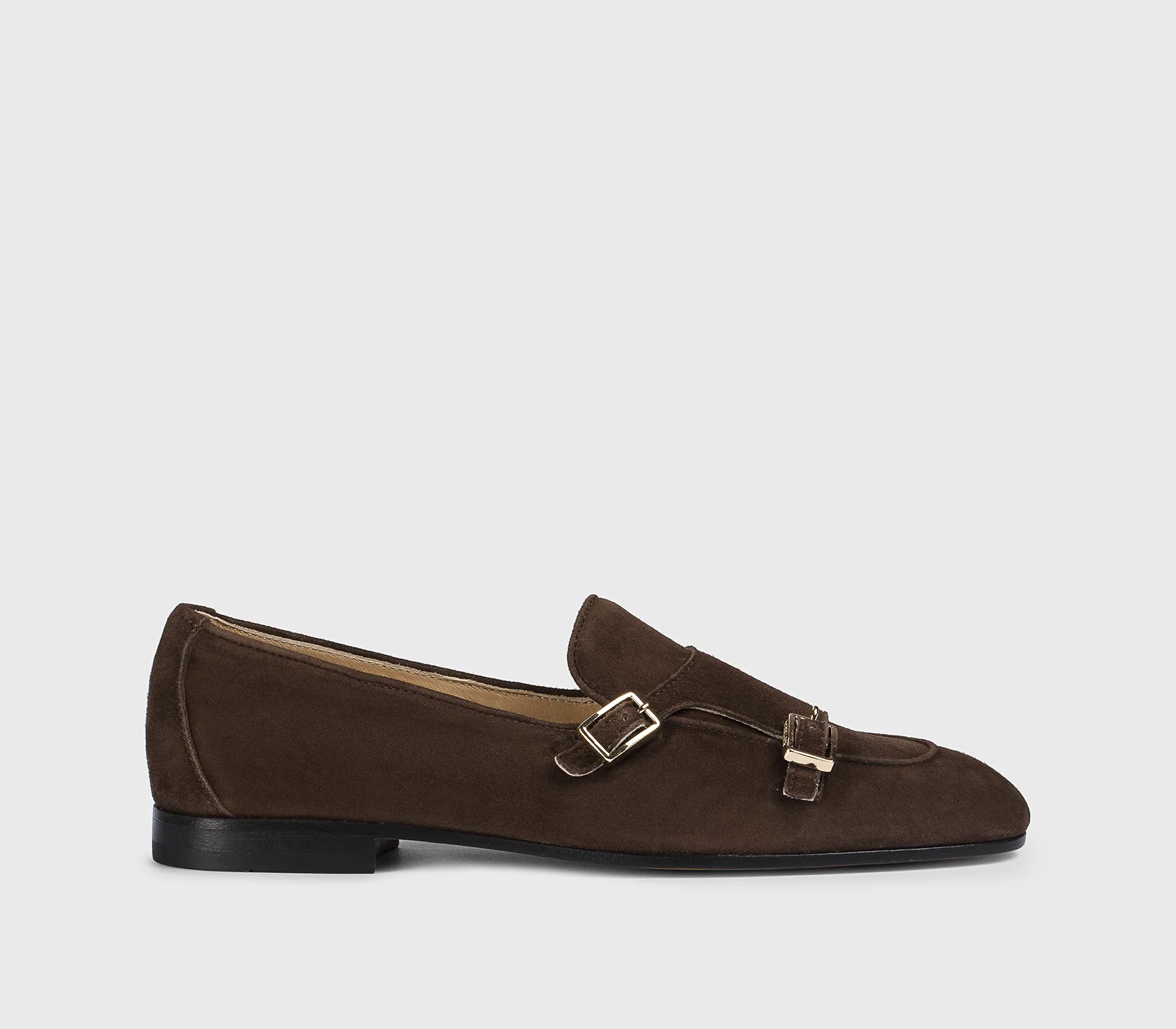 DD8877MEGNUF278NM38 - Mocassino con doppia fibbia in suede marrone "moka" - immagine 2
