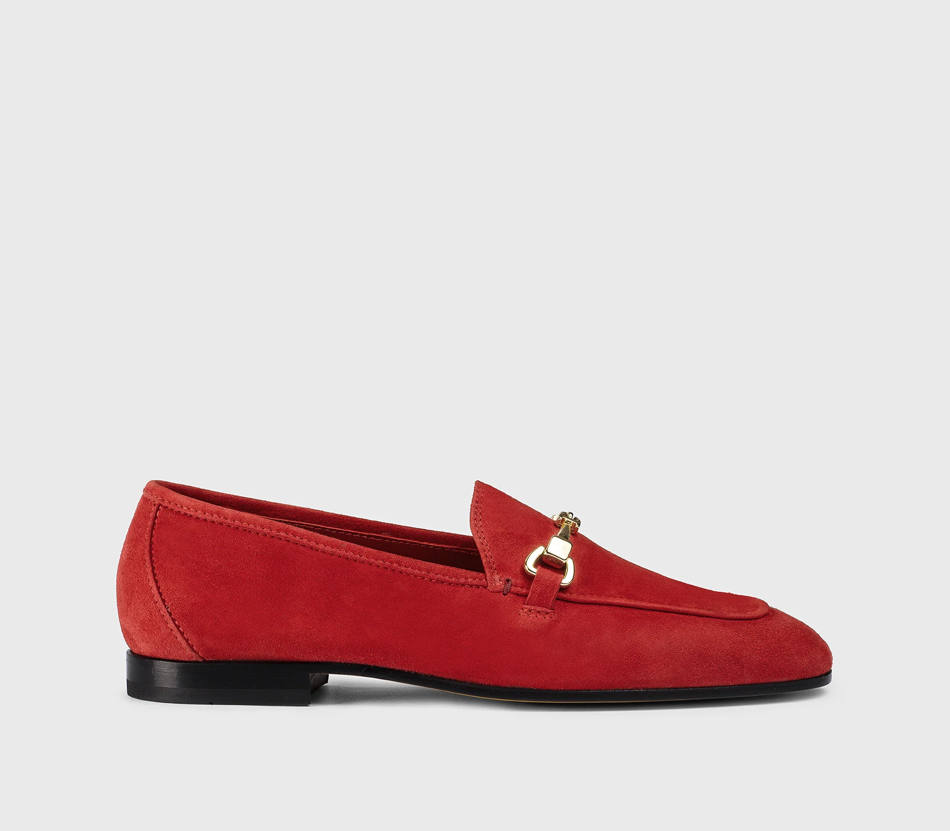 DD8878MEGNUZ278NR21 - Mocassino con accessorio in metallo in suede rosso - immagine 2