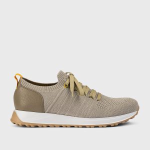 DU3222SYDNPZ830DM49 - Sneaker in tessuto tecnico e pelle taupe e creta