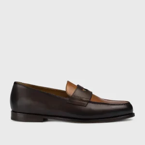 DU3260MARIPF326TM12 - Mocassino "Mario 50" in pelle bicolore testa di moro e caramel