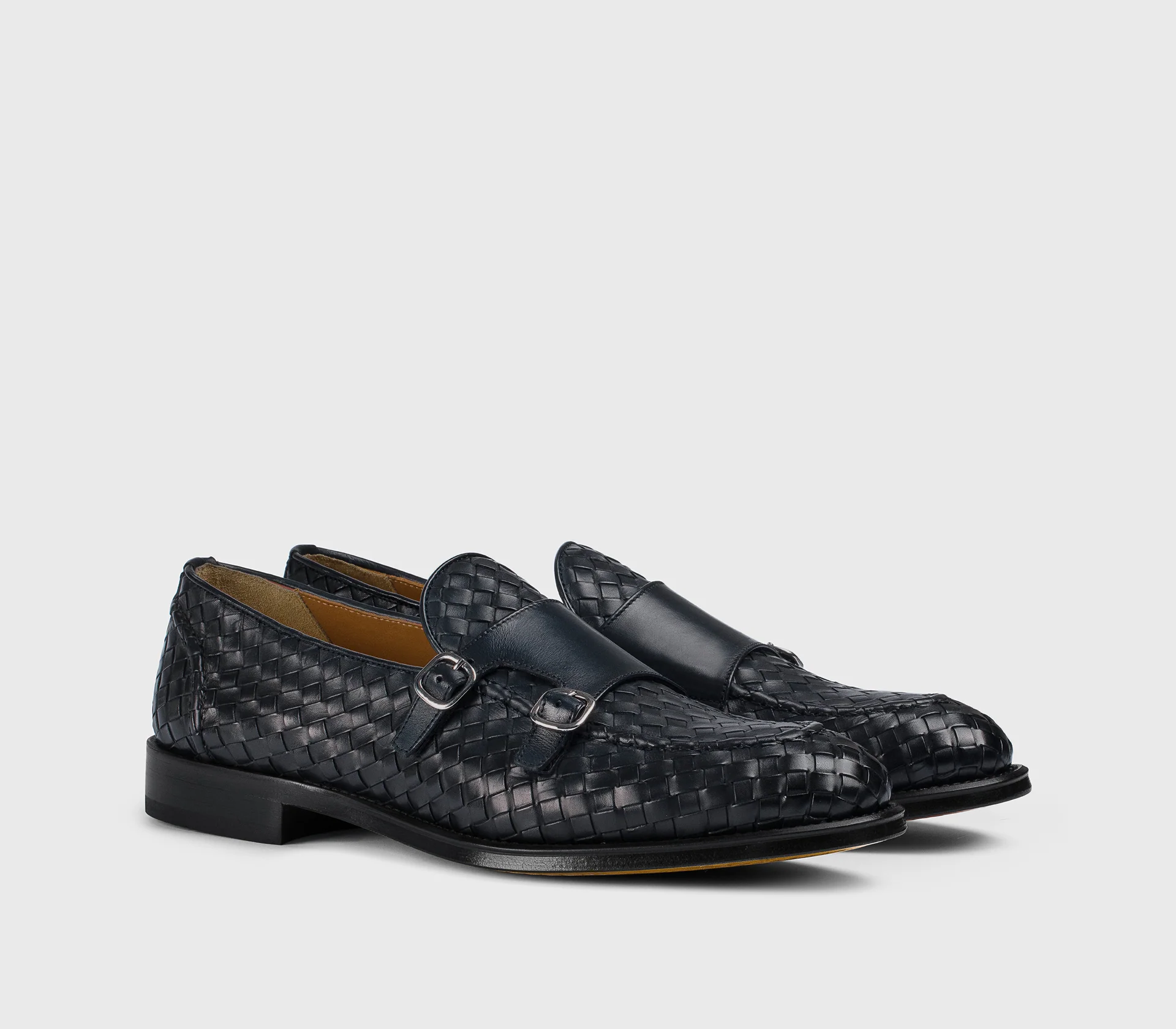 DU3412ORVNUY195NB00 - Mocassino doppia fibbia in pelle intrecciata blu - immagine 4